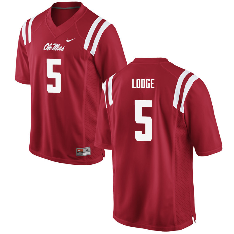 Men Ole Miss Rebels #5 DaMarkus Lodge College Football Jerseys-Red - Click Image to Close